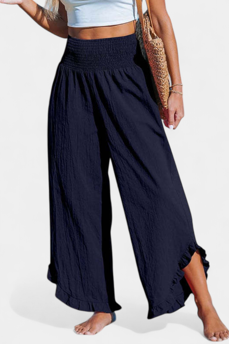 Justina | Pantalon Palazzo avec Volants et Taille Haute