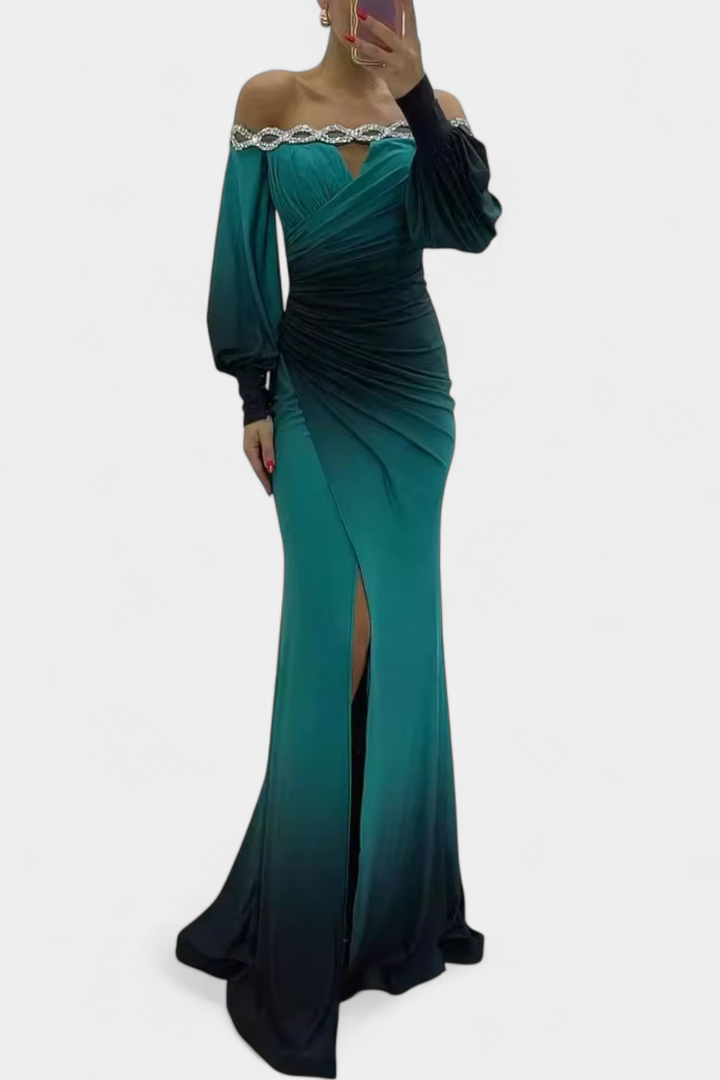 Julitta | Robe Maxi Ombre avec Épaules Dégagées