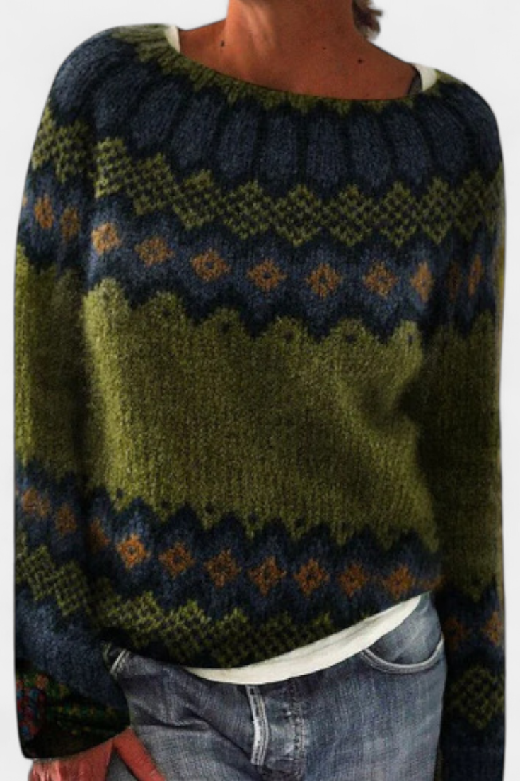 Jolessa | Pull en Tricot avec Imprimé Nordique
