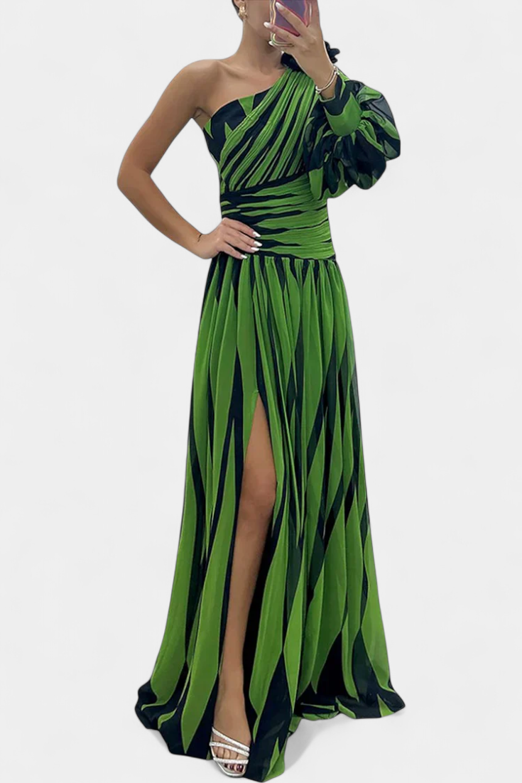Bethania | Robe Maxí Élégante à Rayures avec Une Épaule