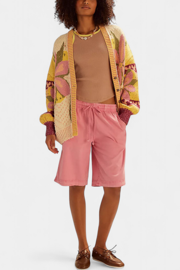 Casey | Cardigan en Tricot avec Motif Floral et Coupe Ample