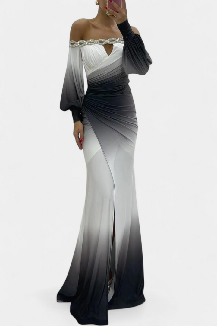 Julitta | Robe Maxi Ombre avec Épaules Dégagées