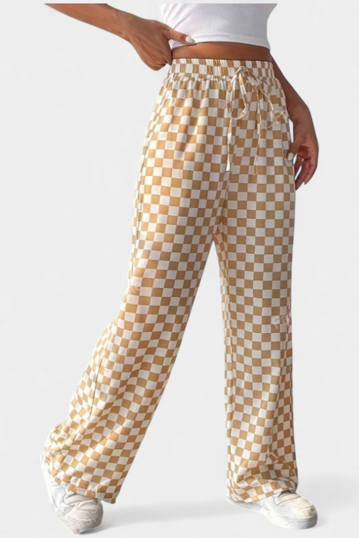 Hilaria | Pantalons à Jambes Larges à Motif à Carreaux