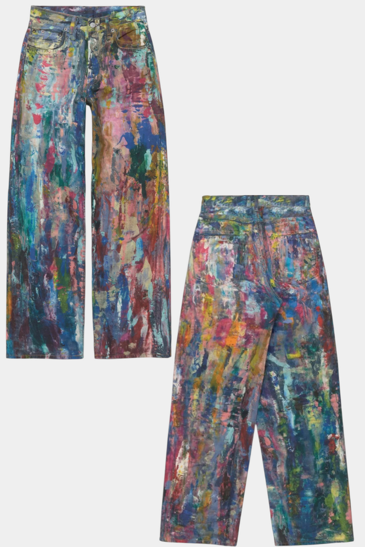 Rana | Pantalons en Jean à Jambe Large avec Imprimé Artistique