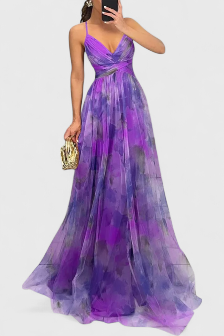 Ingrid | Robe Maxi Fleurie avec Décolleté en V