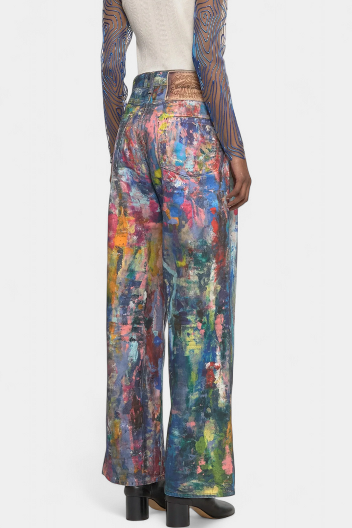 Rana | Pantalons en Jean à Jambe Large avec Imprimé Artistique