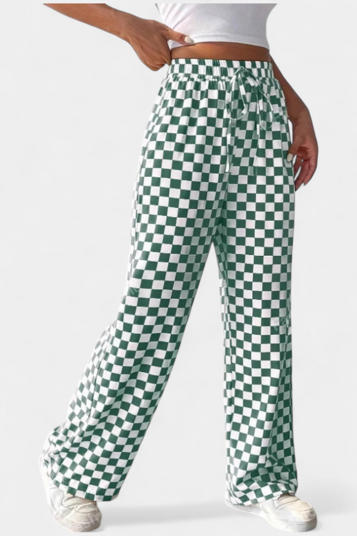 Hilaria | Pantalons à Jambes Larges à Motif à Carreaux