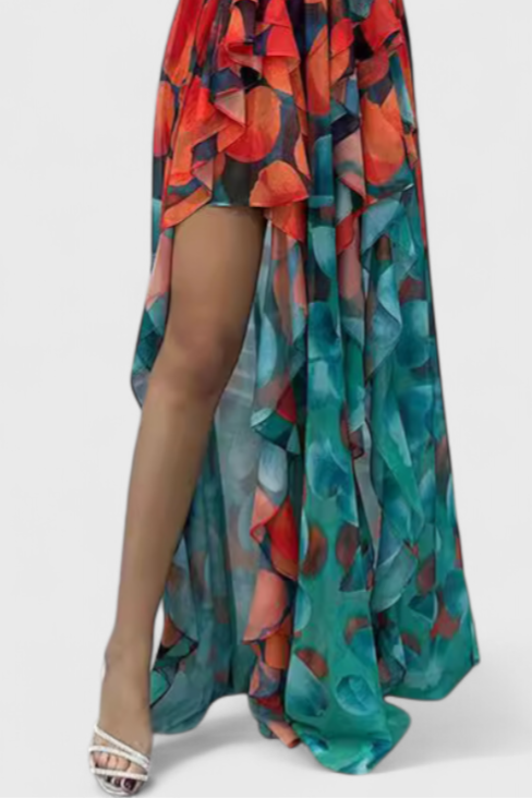 Andy | Robe Maxi Sans Manches avec Volants et Ouverture Dégradée