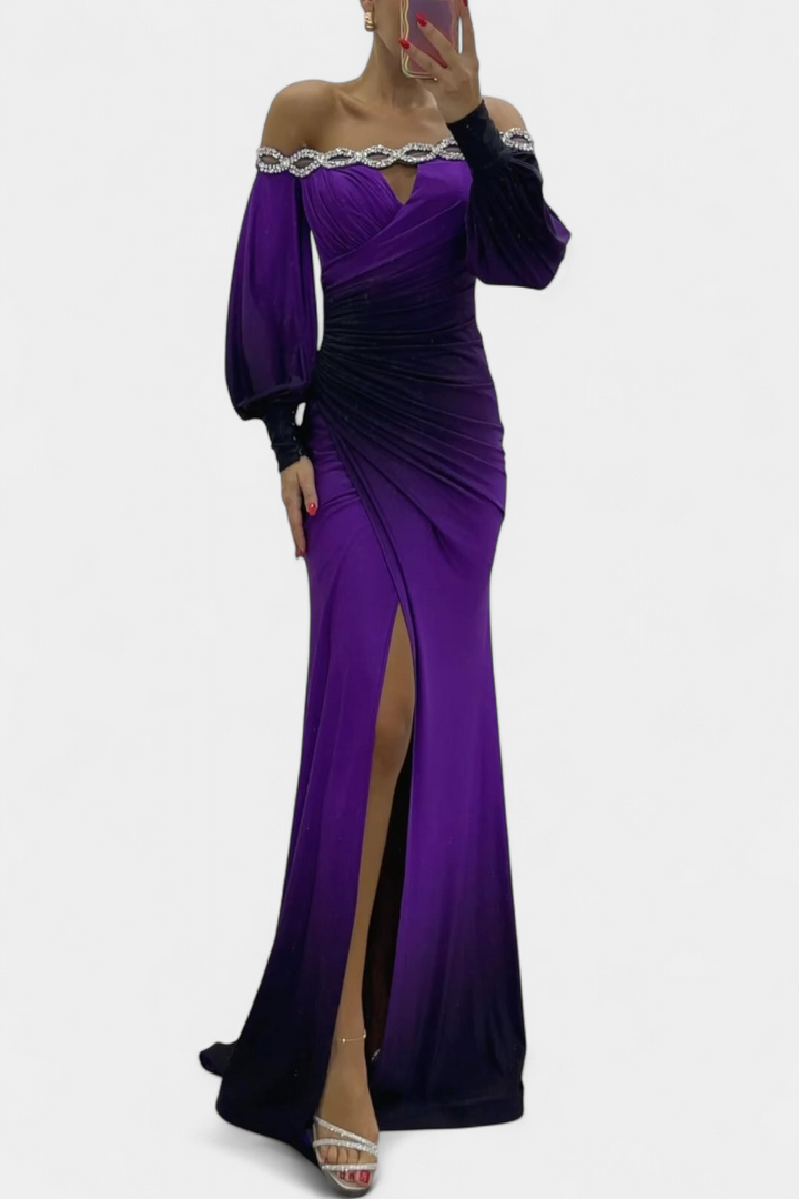 Julitta | Robe Maxi Ombre avec Épaules Dégagées