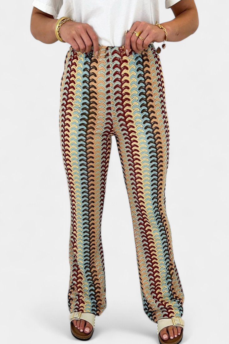 Carlie | Pantalon Évasé Imprimé Rétro