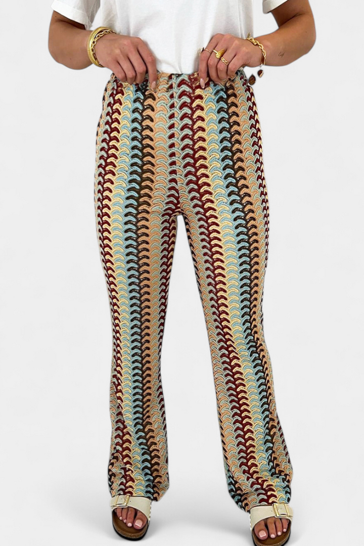 Carlie | Pantalon Évasé Imprimé Rétro
