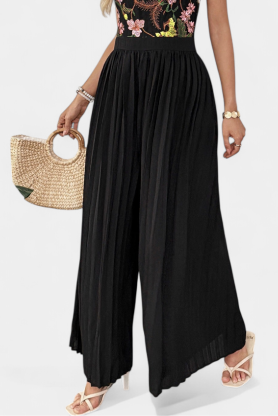 Maruja | Mono Palazzo avec Broderie Florale et Dentelle Transparente