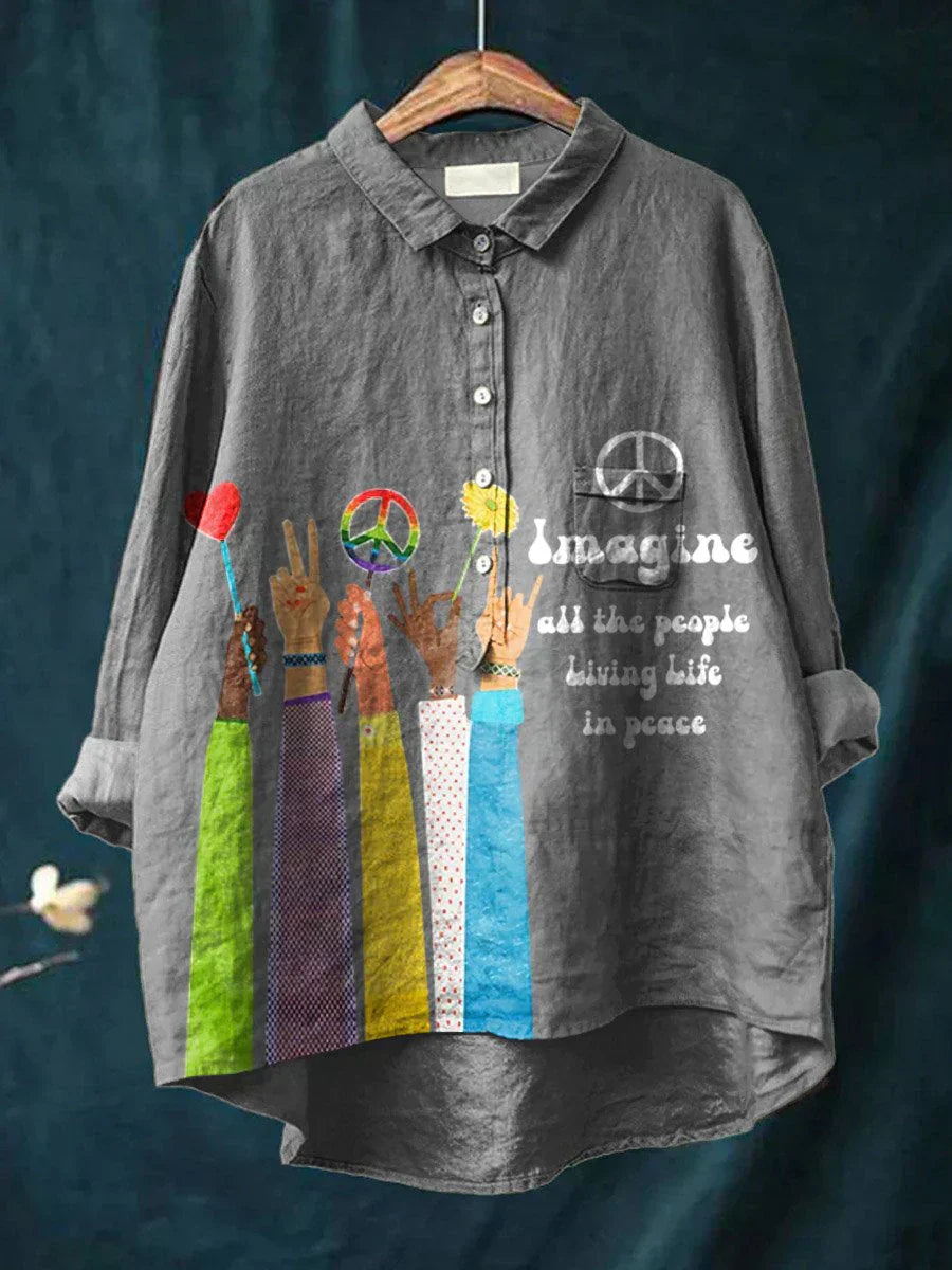 Vega | T-shirt Femme avec Imprimé de Paix Bohémien
