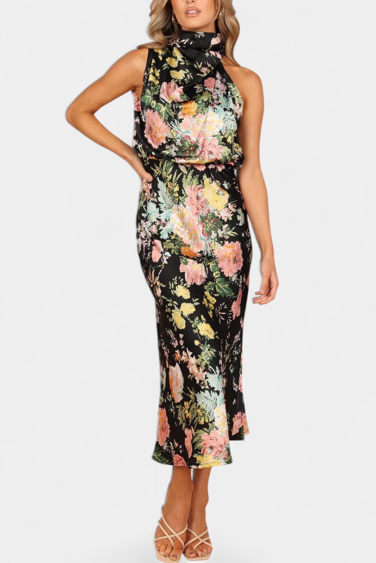 Aitana | Robe Maxi Florale à Col Halter