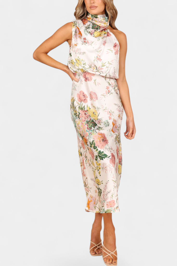 Aitana | Robe Maxi Florale à Col Halter