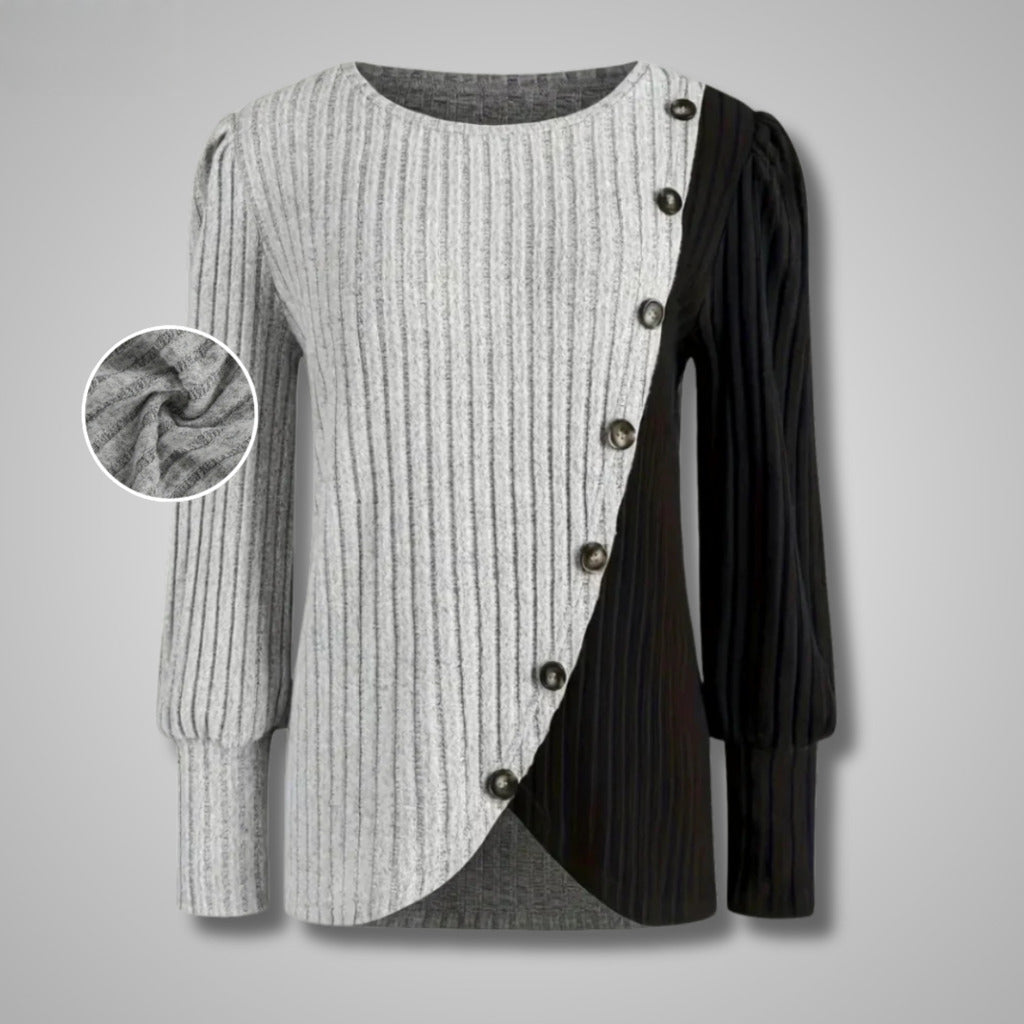 Elora | Jersey Élégant en Tricot avec Boutonnage Frontal
