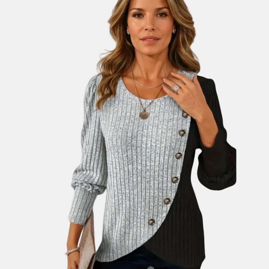 Elora | Jersey Élégant en Tricot avec Boutonnage Frontal