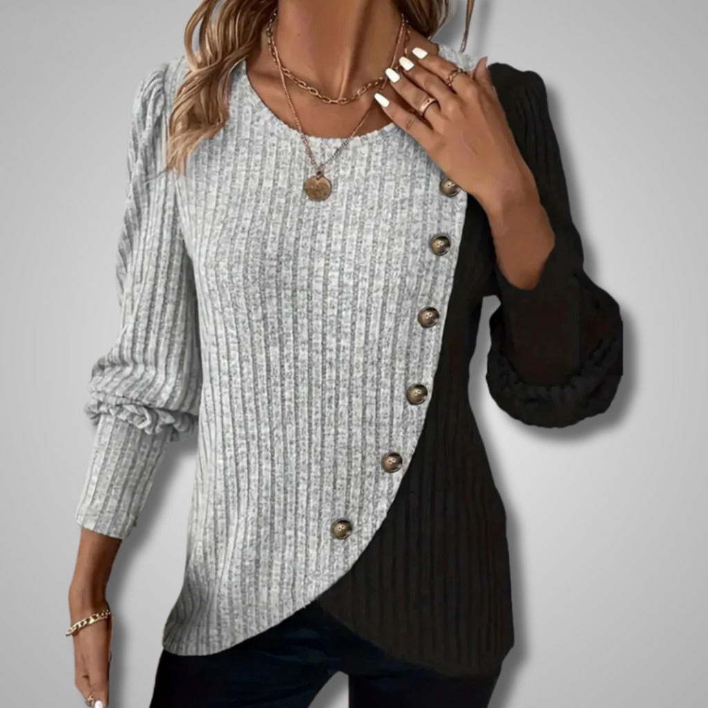 Elora | Jersey Élégant en Tricot avec Boutonnage Frontal