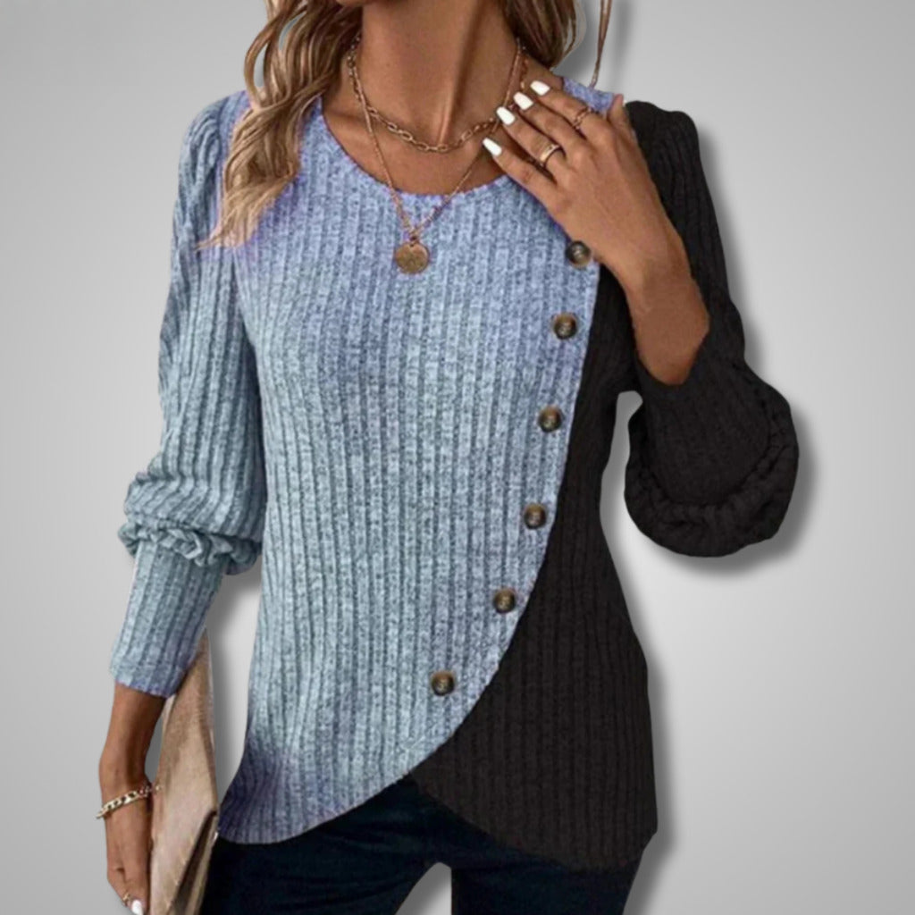 Elora | Jersey Élégant en Tricot avec Boutonnage Frontal