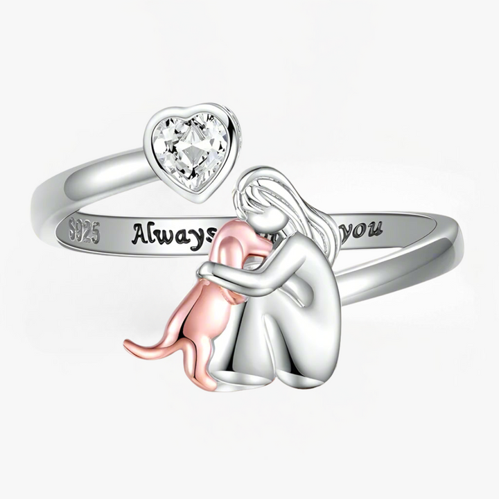 Anne | Bague avec Icône de Chien (Rose)