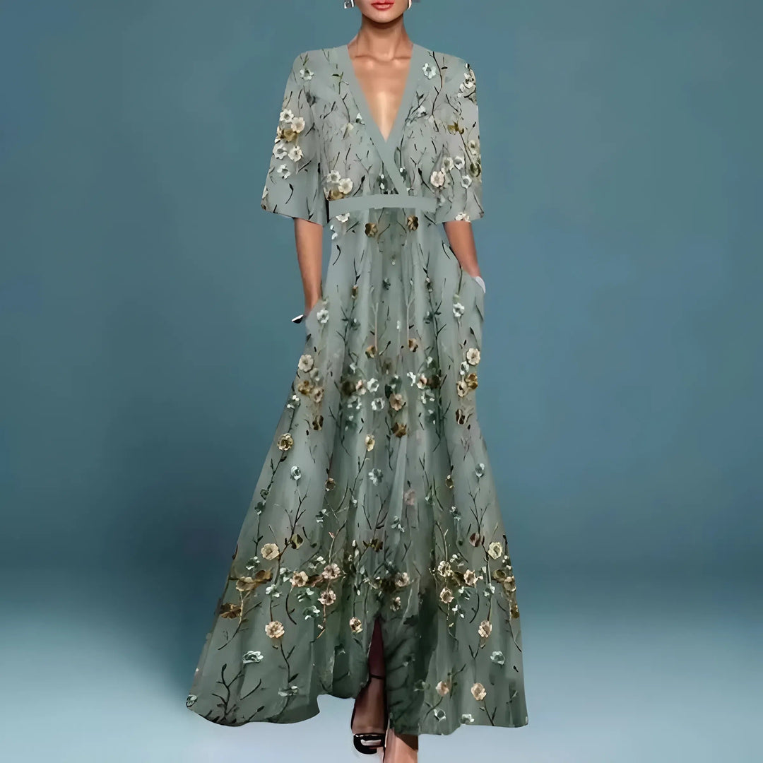 Valentina | Robe longue élégante avec décolleté profond