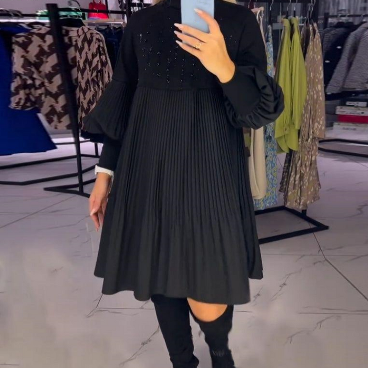 Luna™ | Élégant Robe Plissée avec Manches Bouffantes