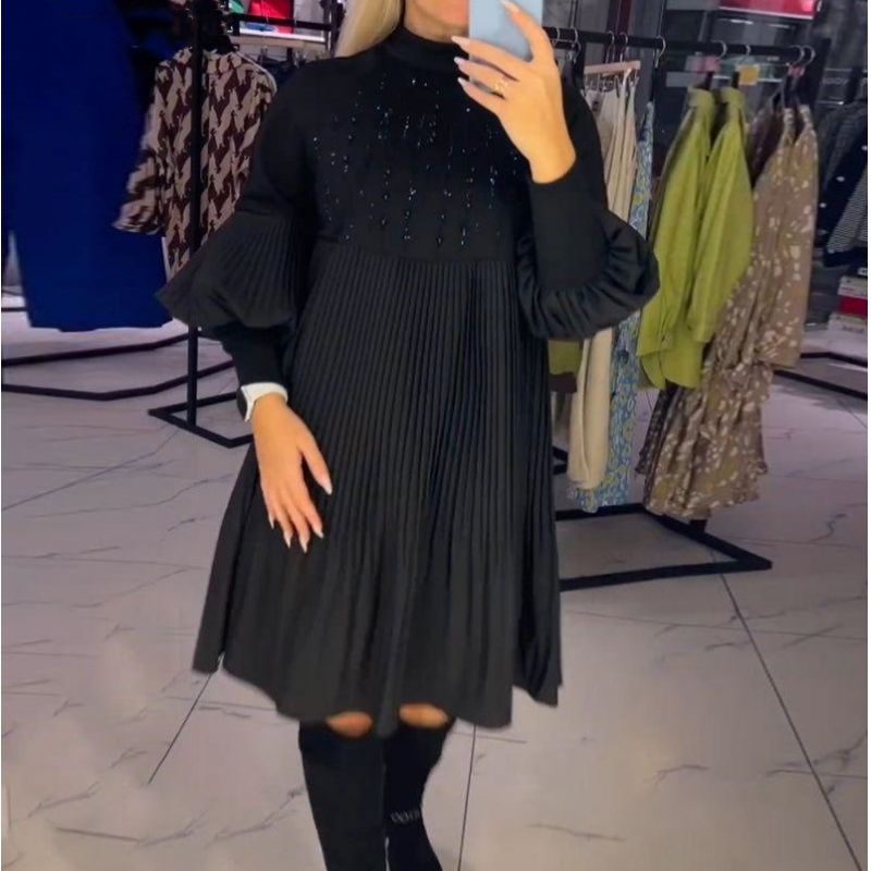 Luna™ | Élégant Robe Plissée avec Manches Bouffantes