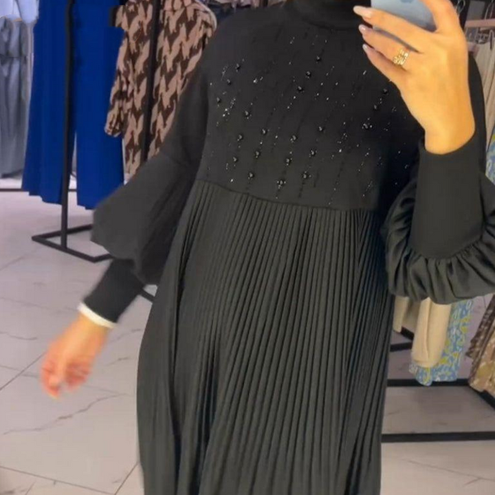 Luna™ | Élégant Robe Plissée avec Manches Bouffantes