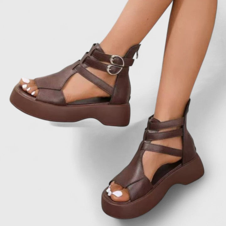 Zena | Sandales Gladiatrices à Plateforme avec Multiples Lanières et Boucle