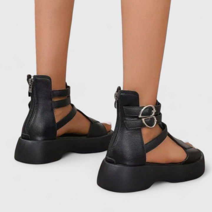 Zena | Sandales Gladiatrices à Plateforme avec Multiples Lanières et Boucle