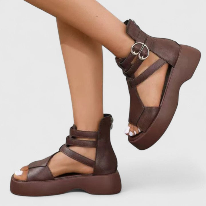 Zena | Sandales Gladiatrices à Plateforme avec Multiples Lanières et Boucle