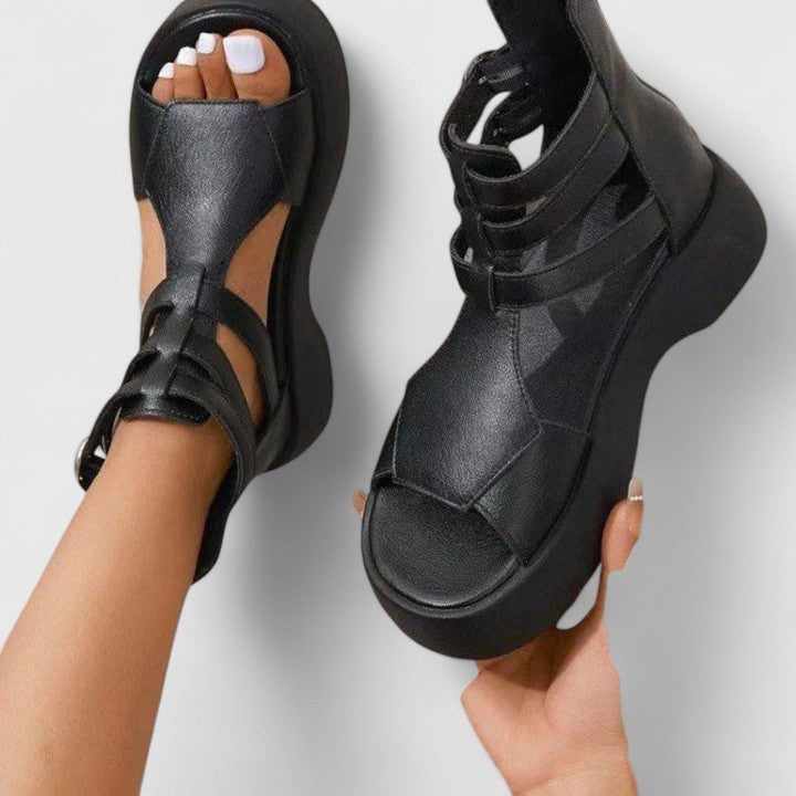 Zena | Sandales Gladiatrices à Plateforme avec Multiples Lanières et Boucle