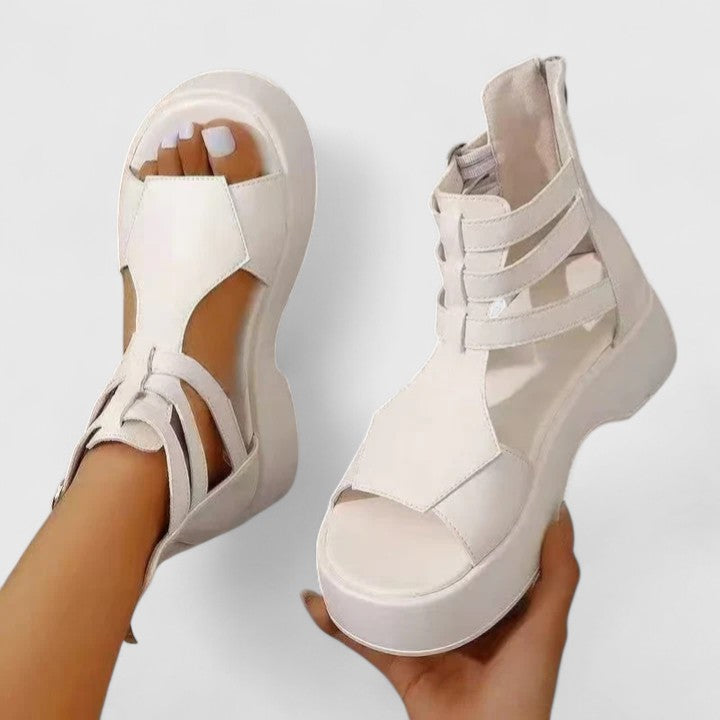 Zena | Sandales Gladiatrices à Plateforme avec Multiples Lanières et Boucle