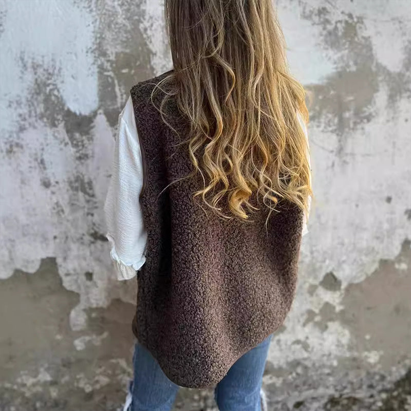 Alicia | Gilet court chaud d'automne avec boutons
