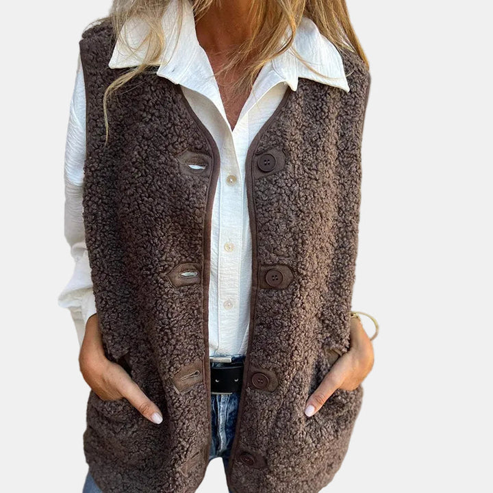 Alicia | Gilet court chaud d'automne avec boutons