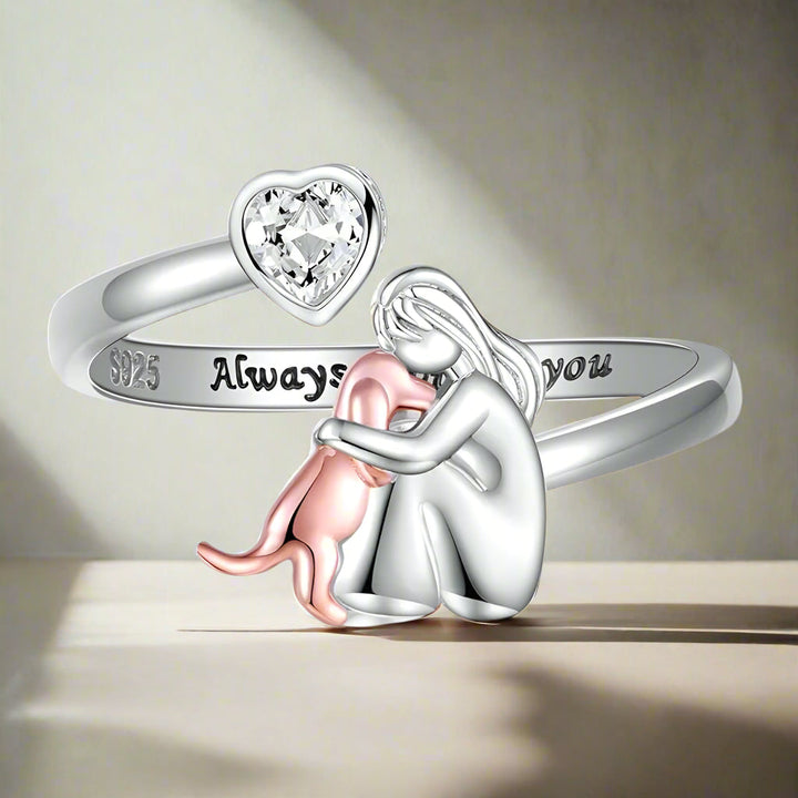 Anne | Bague avec Icône de Chien (Rose)